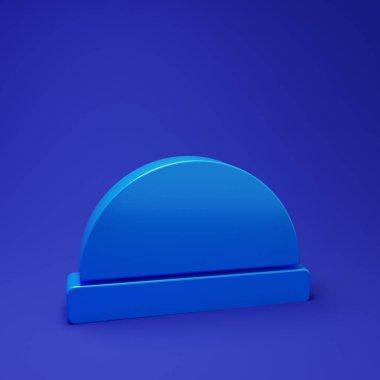 Mavi Beanie şapka simgesi mavi arkaplanda izole edildi. Minimalizm kavramı. 3 Boyutlu resimleme.