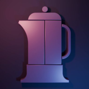 Mor Fransız basın simgesi mor-mavi arkaplanda izole edilmiş. Minimalizm kavramı. 3 Boyutlu resimleme.