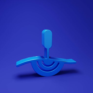 Mavi akupunktur terapisi ikonu mavi arka planda izole edildi. Çin ilacı. Holistik ağrı kontrol tedavileri. Minimalizm kavramı. 3 Boyutlu resimleme.