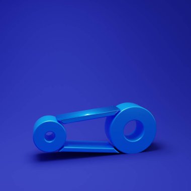 Mavi Zamanlayıcı kemer kiti simgesi mavi arkaplanda izole edildi. Minimalizm kavramı. 3 Boyutlu resimleme.