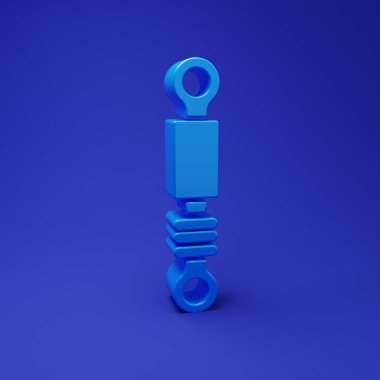 Mavi Şok emici simgesi mavi arkaplanda izole edildi. Minimalizm kavramı. 3 Boyutlu resimleme.