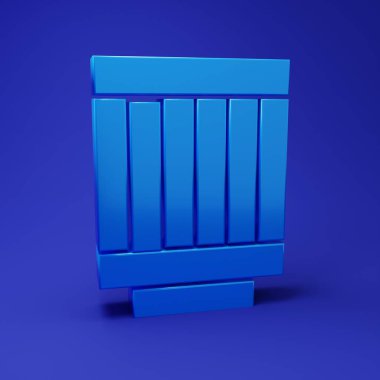 Mavi Araba hava filtresi ikonu mavi arkaplanda izole edildi. Otomobil tamir hizmeti sembolü. Minimalizm kavramı. 3 Boyutlu resimleme.