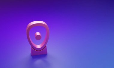 Mor-mavi arka planda izole edilmiş Pembe Boks eğitim patileri simgesi. Minimalizm kavramı. 3 Boyutlu resimleme.