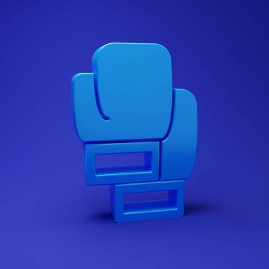 Mavi arka planda mavi boks eldiveni simgesi izole edildi. Minimalizm kavramı. 3 Boyutlu resimleme.