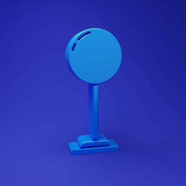 Mavi zemin lambası ikonu mavi arkaplanda izole edildi. Minimalizm kavramı. 3 Boyutlu resimleme.