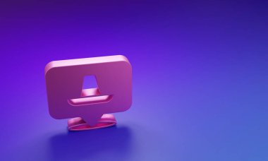 Mor-mavi arka planda izole edilmiş Pembe Geleneksel Meksika sombrero şapka ikonu. Minimalizm kavramı. 3 Boyutlu resimleme.