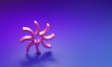 Mor-mavi arkaplanda izole edilmiş pembe kara delik simgesi. Uzay deliği. Collapsar. Minimalizm kavramı. 3 Boyutlu resimleme.