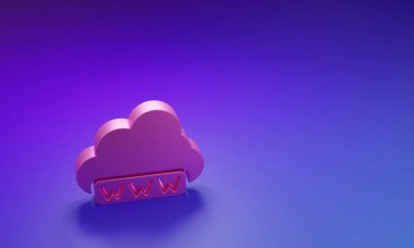 Pembe Yazılım, Web Geliştirme, mor-mavi arka planda izole edilmiş programlama konsepti simgesi. Programlama dili ve program kodu ekranda. Minimalizm kavramı. 3 Boyutlu resimleme.