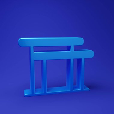 Mavi jimnastik ekipmanları düzensiz bar simgesi mavi arka planda izole edildi. Minimalizm kavramı. 3 Boyutlu resimleme.