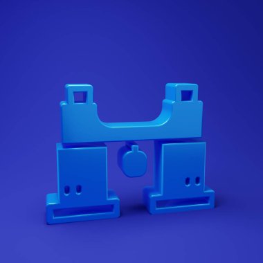 Mavi Dürbün simgesi mavi arkaplanda izole edildi. Yazılım işareti bul. Casus ekipman sembolü. Minimalizm kavramı. 3 Boyutlu resimleme.