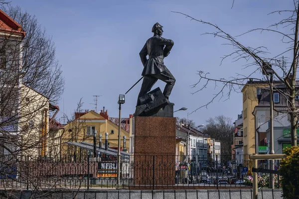 Rzeszow Poland March 2022 Statue Leopold Lis Kula Farny Square — Stock Photo, Image