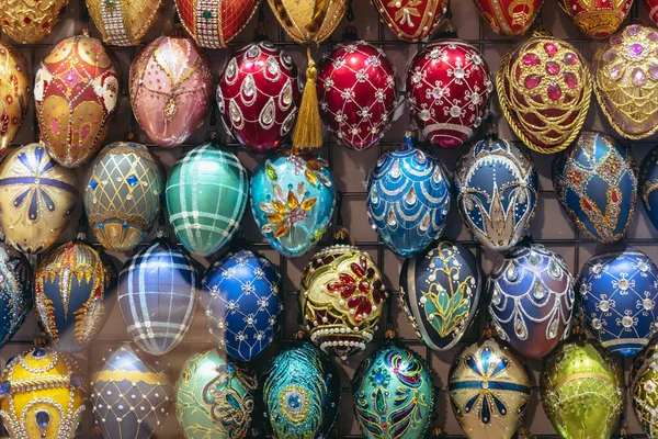 stock image Nowa Deba, Poland - March 13, 2022: Faberge egg style Christmas balls in Museum of Christmas Glass Balls in Nowa Deba