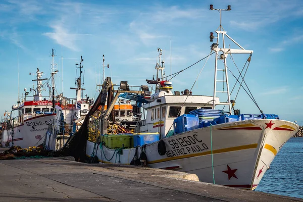 stock image Sesimbra, Portugal - October 11, 2018: Fishermen Wharf in port of Sesimbra town