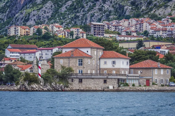 Church of St Elijah and building of Institute of Marine Biology in Dobrota, Montenegro