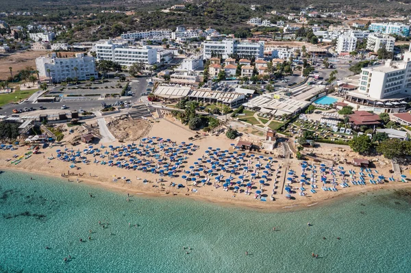 stock image Fig Tree beach and hotels in Protaras resort in Famagusta District, Cyprus island country