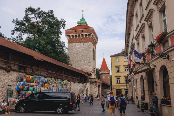 stock image Krakow, Poland - August 24, 2022: Tower of St Florian and Haberdashery Tower, historic fortifications of Krakow