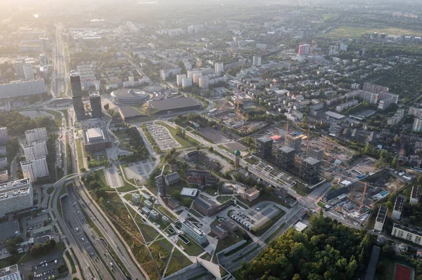 Kattowitz Polen August 2022 Spodek Arena Und Schlesisches Museum Luftaufnahme — Stockfoto