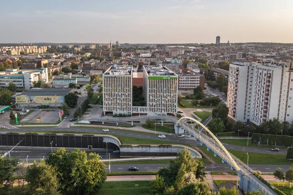 Kattowitz Polen August 2022 Bürokomplex Silesia Star Drohnenbild Der Stadt — Stockfoto