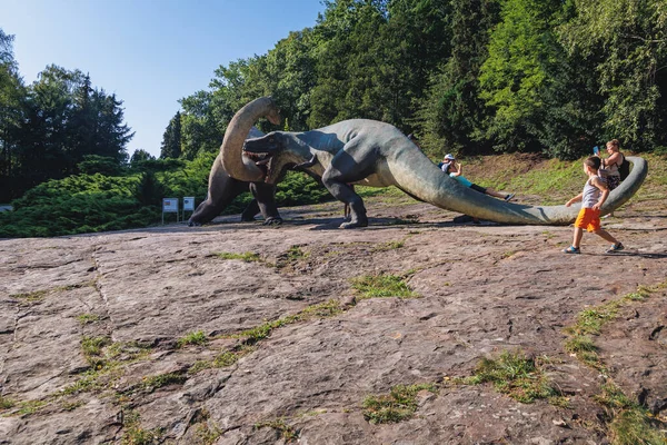 Chorzow Polen Augusti 2022 Tyrannosaurus Och Nemegtosaurus Dinosauriedalen Schlesiska Zoo — Stockfoto