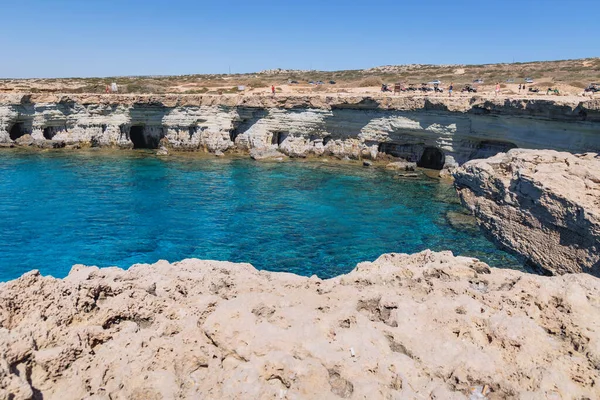 stock image Cape Greco, Cyprus - September 27, 2022: Shore with Sea Caves in Cape Greco National Park