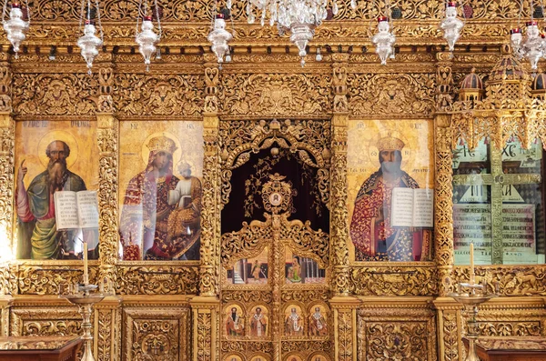 Omodos Chipre Septiembre 2022 Iconostasis Puertas Reales Iglesia Monasterio Santa —  Fotos de Stock
