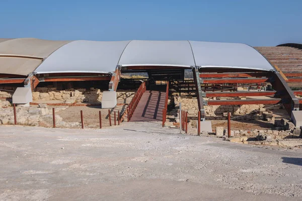 Куріон Кіпр Вересня 2022 Дамба Над Руїнами Купалень Дому Євстоліоса — стокове фото