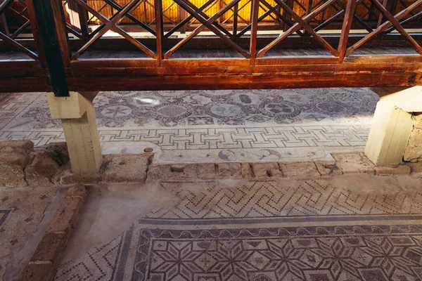 Pafos Cypr Września 2022 Starożytna Mozaika Pozostałościach Rzymskiej Willi Dom — Zdjęcie stockowe