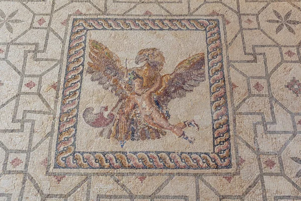 Pafos Cypr Września 2022 Gwałt Mozaiki Ganimedesa Starożytnym Domu Dionizosa — Zdjęcie stockowe