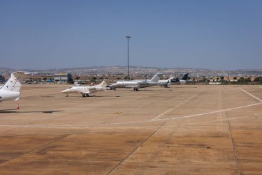 Larnaca, Cyprus - September 30, 2022: Small planes on airport in Larnaca clipart