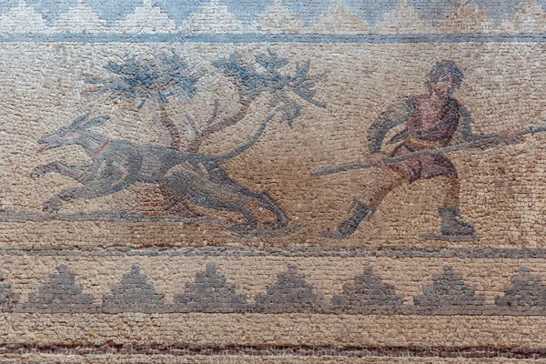 Pafos Cypr Września 2022 Scena Łowiecka Mozaice Domu Dionizosa Parku — Zdjęcie stockowe