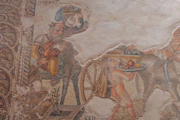 Paphos Cyprus Вересня 2022 Triumph Dionysos Floor Mosaic Aion House — стокове фото