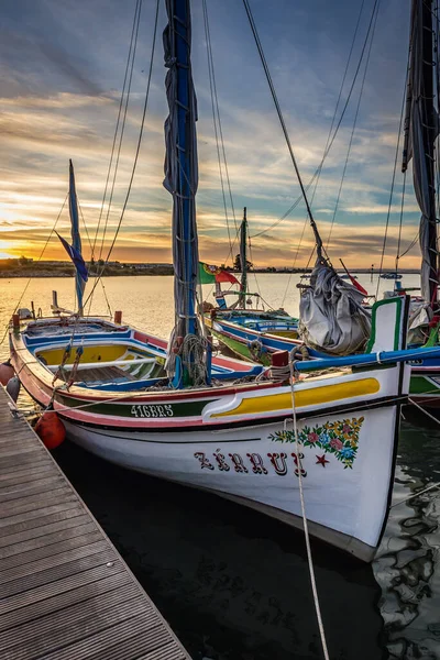 Moita Portugal Oktober 2018 Traditionell Bemalte Boote Hafen Von Moita — Stockfoto