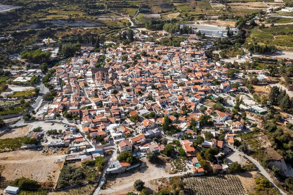 Drone Foto Van Omodos Historisch Dorp Troodos Gebergte Cyprus — Stockfoto