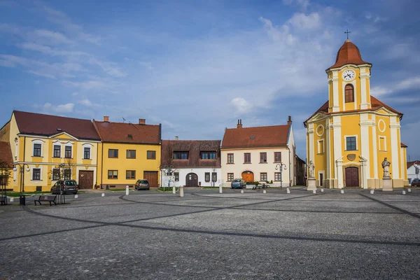 Veseli Nad Moravou République Tchèque Avril 2018 Place Principale Église — Photo