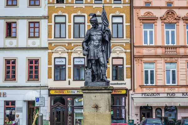 Frydek Mistek Tschechische Republik April 2018 Statue Auf Einem Brunnen — Stockfoto