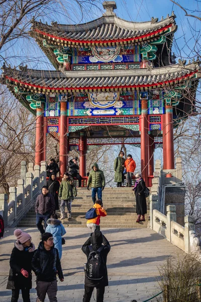 Pékin Chine Février 2019 Gazebo Traditionnel Sur Chaussée Ouest Dessus — Photo
