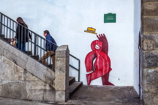 Porto Portugal December 2016 Straatkunst Een Pinheiro Trap Porto — Stockfoto