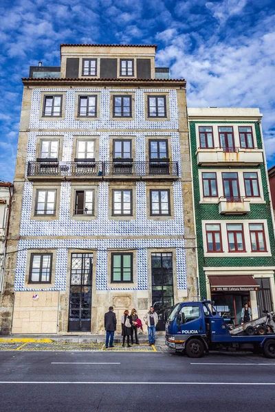 Porto Portugal December 2016 Azulejo Gevels Van Huizen Aan Rua — Stockfoto