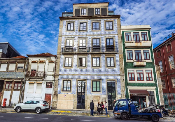 Porto Portugal December 2016 Azulejo Gevels Van Huizen Aan Rua — Stockfoto