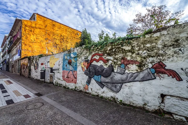 Porto Portugal December 2016 Wall Painting David Pintor Miguel Bombarda — Stock Photo, Image