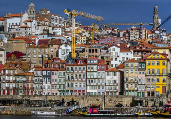 Porto Portugalia Grudnia 2016 Row Buildings Ribeira Area Porto City — Zdjęcie stockowe