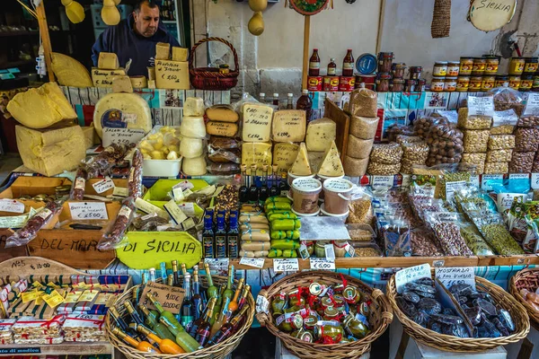 Syracuse Italië December 2016 Lokale Producten Voedselmarkt Historische Stad Syracuse — Stockfoto