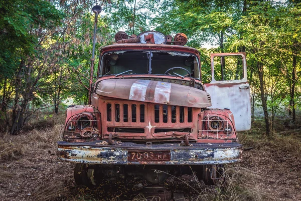 Chernobyl Ucrania Septiembre 2016 Antiguo Camión Bomberos Zona Exclusión Chernobyl — Foto de Stock
