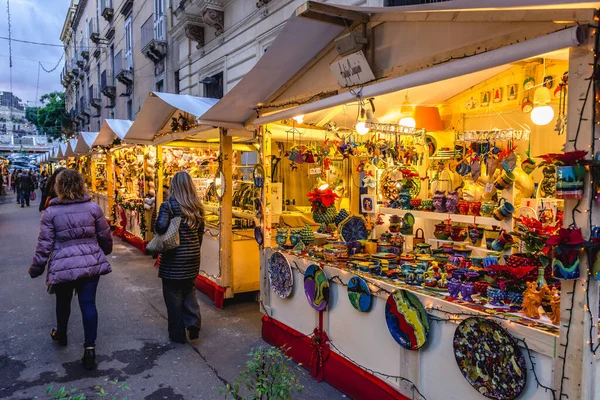 Catania Italy Грудня 2016 Різдвяний Ринок Місті Катанія Острів Сицилія Ліцензійні Стокові Зображення