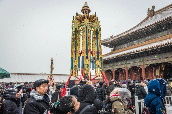 Beijing China Febrero 2019 Réplica Antigua Linterna Frente Palacio Pureza — Foto de Stock