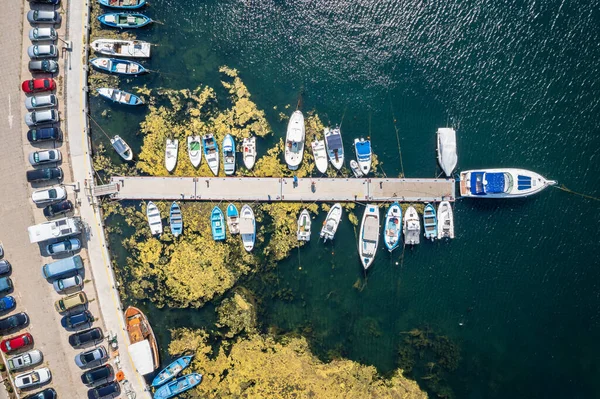 Drohnenblick Auf Boote Hafen Von Sozopol Bulgarien — Stockfoto