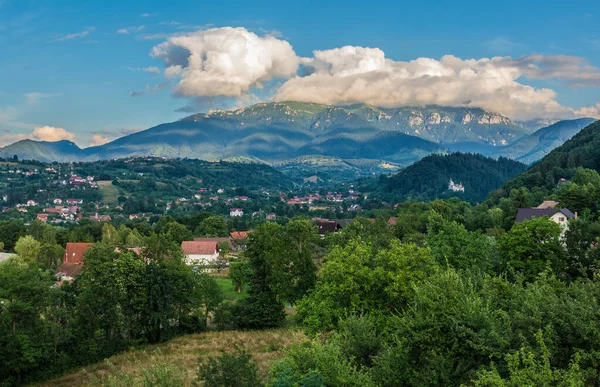 Luftaufnahme Eines Dorfes Der Gemeinde Bran Rumänien — Stockfoto