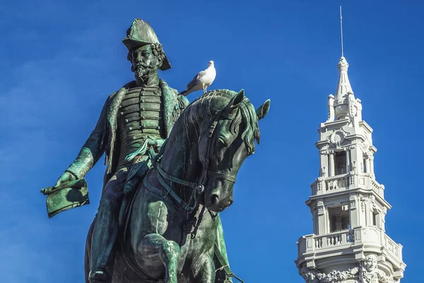 Статуя Короля Петра Освободитель Площади Свободы Порту Португалия — стоковое фото