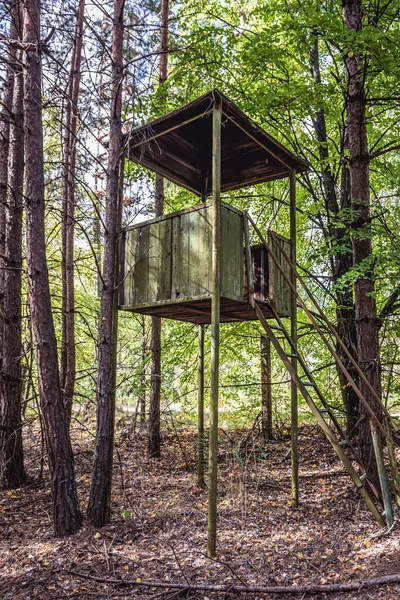 Őrtorony Egy Elhagyatott Katonai Bázison Csernobilban Ukrajnában — Stock Fotó