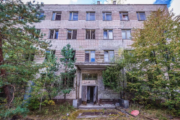Edifício Abandonado Antiga Base Militar Zona Exclusão Chernobyl Ucrânia — Fotografia de Stock